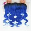 Ombre Blue lace frontal 13x4 Peruvian hair body wave frontal #1b/blue/red/green/purple closure bleached knots