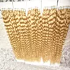 Färg 613 Blek blond brasilianskt hår 500g Applicera tejphäftande hudväfthår 200PCS Brasiliansk Kinky Curly Tape In Human Hair Extensions