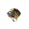 Wysokiej Jakości Biżuteria Koktajl Pierścienie Dla Kobiet Emalia Eye Pierścień Natural Shell Pierścionki Biżuteria Antyczne | Rn-386b.