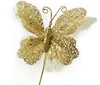 クリスマスパーティーツリーベネンぶら下げ装飾のための5ピース20cmのキラキラの粉の中空の蝶ペンダント飾り