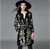 Inverno Runway Designer Outerwear das Mulheres de Alta Qualidade Impressionante Luxuoso Retro Floral Bordado mulheres De Lã Casaco de lã mistura