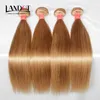 4 Bundels Braziliaanse Peruviaanse Maleisische Indiase Maagd Haar Rechte Kleur # 27 Honing Blond Braziliaans Menselijk Haar Weeft Remy Hair Extensions