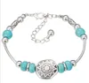 DHL Dames Boheemse Armbanden Owl Elephant Butterfly Peace Turquoise Beaded Silver Plated Handmade Charm Armband Sieraden Geschenken voor vrouwen