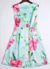 Robe trapèze à imprimé floral pour femmes, col rond, robes décontractées, 030312