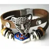 12PCS Lot Free Shipping Hot Sale City Boy Fashion Bracelet Retro Alloy Leopard Head Cloisonne Color Multilayer Knitting Men's BraceletYC2035