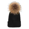 Qualité amovible véritable vison fourrure de renard Pom Poms balle acrylique bonnets hiver chaud plaine chapeaux adultes Slouchy hommes femmes neige chaud chapeau 3491448