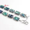 Wholesale 10Pcs Hot Selling Fashion Natural Abalone Shell Rectangle Shape Silver Plated Beads Bracelet Statement Jewelry