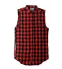 Whole-Tyga L K Hiphop gouden zijrits oversized geruite flanellen shirt tee mannen casual zippper rode geruite tartan laatste koning Tee sh281c