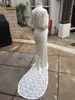 Immagini reali Abiti da sposa a sirena in pizzo pieno con maniche Sexy Back Plus Size Abiti da sposa per donna incinta Custom Made