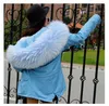 Женская зимняя теплая реальная енот меховой воротник с капюшоном из искусственного меха лайнер средней длины случайные свободные моды парка пальто плюс размер casacos
