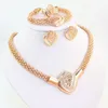 Kvinnor Fashion Gold Plated Crystal Necklace Earring Armband Ring Dubai Jewelry African Beads Jewellery Costume