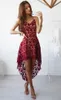 Burgundy Lace Hi Low Party Dresses Spaghetti Straps Cocktail Dress Cheap High Quality Short Front Long Back Formal Wear