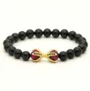 Atacado 10 pçs / lote Natural Black Onyx Pedra com Olho de Tigre Roseo Contas Micro Inlay Preto CZ Beads Eagle Claw Frisado Pulseiras