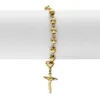 Religious Stainless Steel Gold Plated 6mm/8mm Beaded Rosary Charm Bracelet for Men Women 8.267965516