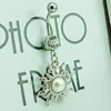 Brand New Belly Button Rings 316L Stainless Steel Dangle White Pearl Flower Navel Rings Piercing Jewelry