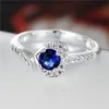 Gemengde stijl hoogwaardige mode blauwe edelsteen 925 zilveren plaat ring emgr9, lint vormige ovale vergulde sterling zilveren ring 10 stuks veel