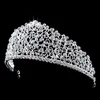 Wspaniały Silver Silver Big Wedding Diamante Pageant Tiaras Hairband Crystal Bridal Korony dla Brides Prom Pagewant Hair Jewelry Headpiece