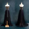 BEADED SWEETHEART Chiffon Prom Dreeses 2019 New High Low Party Dress Black Prom Gowns Lace Up6223992