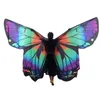 Desempenho feminino dancewear adereços de palco capa de poliéster manto dança asa de fada asas de borboleta para dança do ventre com bastões