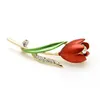 Elegante tulpe blume brosche kristall kostüm schmuck kleidung zubehör schmuck broschen für frauen geschenk hochzeit