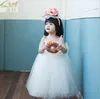 2016 Nouvelle Arrivée Blanc Tulle Jolie Fleur Fille Robes Réel Parti Pageant Communion Bébé Fille Infantile Robe livraison gratuite