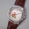 3 Stil Erkekler İzler 40.5mm 18 K Beyaz Altın Nautilus Tourbillon Mekanik Şeffaf Deri Bilezik Otomatik Erkek Kol saatleri