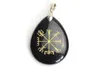 1 Stuk Natuurlijke Chakra Amethist Lapis Tijgeroog Steen Gegraveerde Viking Rune Vegvisir Talsman Symbolen Reiki Crystal Healing Teardrop3085920