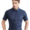 Yaz Erkek Resmi Gömlek Artı Boyutu Demir Ücretsiz Düz Renk Kısa Kollu Çizgili / Dimi Slim Fit İş Casual Gömlek Çok Renkli