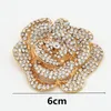 2.4 Inch Huge Rose Brooch Sparkling Clear Crystals Large Round Rose Brooch Wedding Women Brooch Pins Hot Selling