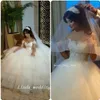 2019 Off-плечо принцесса свадебные платья винтажные пухлые шариковые платья кружева тюль длинная мечта официальные свадебные платья