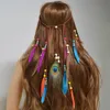 Hecho a mano étnico Tribal gitano turco cuerda cuentas de madera pluma diadema Clip de pelo joyería para mujeres niñas joyería
