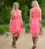 Custom Colored Cocktail Dresses Country Westen Ruched Chiffon Short Bridesmaid Dresses Knä längd Maid of Honor Dresses