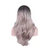 WoodFestival ombre gray wig heat resistance female party wig curly synthetic wigs for women cosplay long grey black fiber hair non7818425