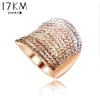 Wholesale-Christmas Gift Gradient Austrian Crystal Engagement Rings/Promise Ring 18K Rose Gold Plated Charm Jewelry Ring aneis CS12