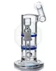 Heady Hookahs Blue Glass Bongs met honingraat Turbine perc Sidecar Water Pijp Recycler Oil Rig met 18 mm gewricht