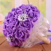 Lindo buquê de casamento de noiva, todos feitos à mão, buquês de flores de noiva, pérolas artificiais, buquê de rosas com presente 9 Col4361685