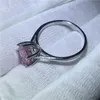 Fina smycken 100% riktiga 925 sterling silverring 3ct rosa 5a zircon cz engagemang bröllop band ringar för kvinnor brud smycken