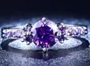 Lila diamantringar för kvinnor ametist smycken engagemang bröllopringar grossist nya mix storlekar koreanska stil