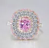 Top Selling Luxury Jewelry Handmade 18K White Gold Filled Cushion Shape Pink Sapphire CZ Diamond Gemstones Women Wedding Crown Ban3907830