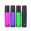 VERY Popular New Glass Roller Bottles ! 10Colors 10ml 1/3OZ Glass Roll On Bottles with Metal Ball and Black Cap for Essential Oil Perfume
