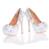 Vit Pearl Heels Ny ankomst Rhinestoene Bridal Skor Bankett Prom Party Skor Bröllop Högklackat Skor Kvinnor Pumpar