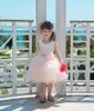 Cute Lace Ball Gown Flower Girl Dresses Knee Length Baby Gowns With Sash Tiered Cupcake Pageant Dress