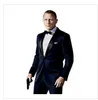 Mäns kostymer blazrar grossist- 2022 Navy Blue Mens with Pants Groom Tuxedos Formella män Groomsman Bridegroom Wedding/Prom/Party Suits1