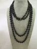 ST0323 Fancy Black Stone Necklace Making 72 inch long necklace larvikite stone knotted necklace for women boho jewelry