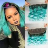 Ombre Blue lace frontal 13x4 Peruvian hair body wave frontal #1b/blue/red/green/purple closure bleached knots