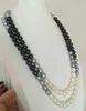 Feine Perlen Schmuck elegante 9-10mm südsee runde multicolor perle halskette 35 zoll 14 karat