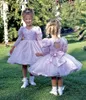Vintage Princess Długie Rękawy Dziewczyny Korowne Suknie Otwórz Powrót Back Bow Flower Girls Sukienka Dzieci Zroszony Urodziny Dzieci Formalne zużycie