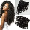 Grampo da onda profunda do Mongolian em extensões do cabelo humano 7Pieces / Set 120Gram / Pack Grampo afro-americano em extensões do cabelo humano