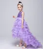 Cheap Purple Blue Red Ball Gown Flower Girl Dresses Organza Ruffle Sequin Girls Pageant Dresses For Teens Christmas Communion Kids Dresses 5