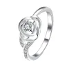 Online zum Verkauf gemischter Stil, modischer Ring aus 925er Silber mit weißem Edelstein EMGR20, Ring aus Sterlingsilber mit Rosenherzplattierung, 10 Stück im Lot